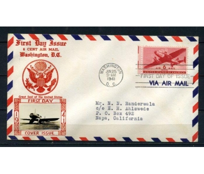 ABD 1941 FDC 6 CENT AIR MAIL SÜPER (150515)