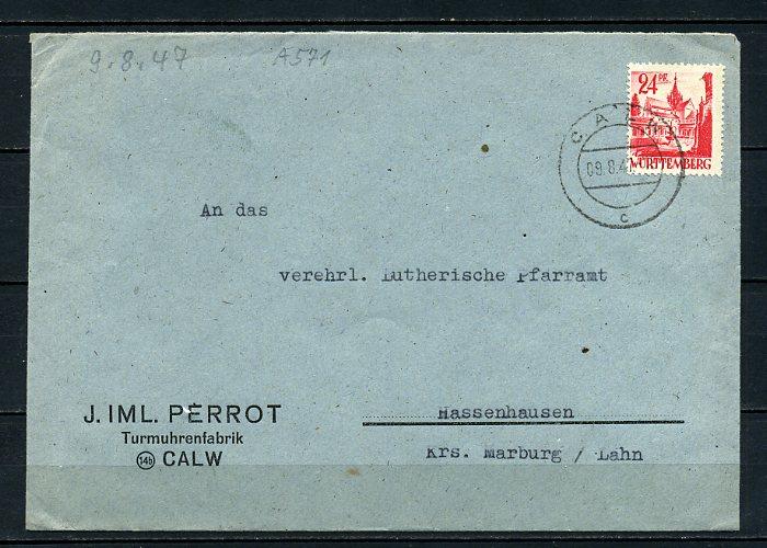 WÜRTTEMBERG 1947 POST.G.ZARF SÜPER  (270715) 1