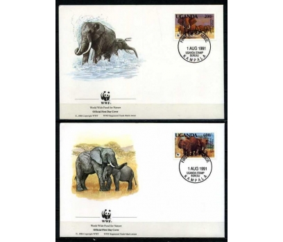 UGANDA 1991 FDC WWF FİLLER 4 ZARF (040915) 3 2x