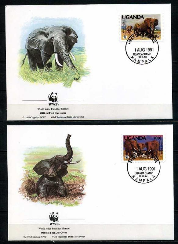 UGANDA 1991 FDC WWF FİLLER 4 ZARF (040915) 2