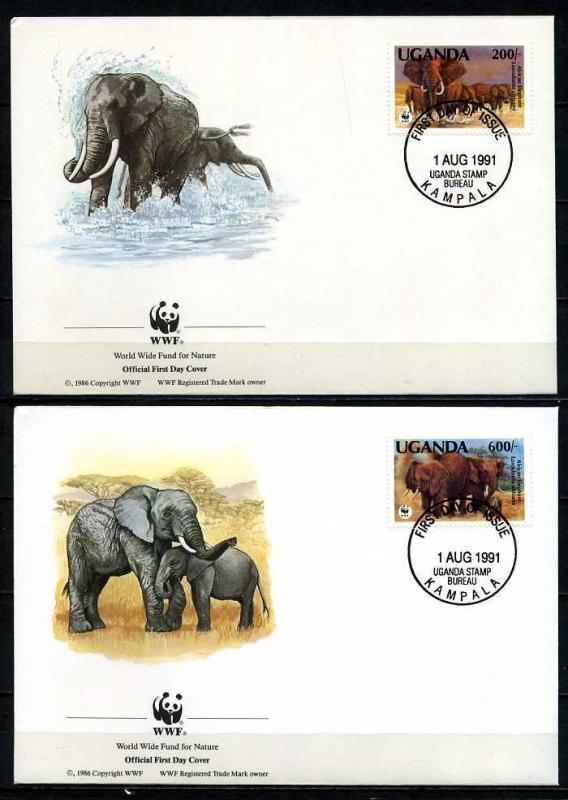 UGANDA 1991 FDC WWF FİLLER 4 ZARF (040915) 3