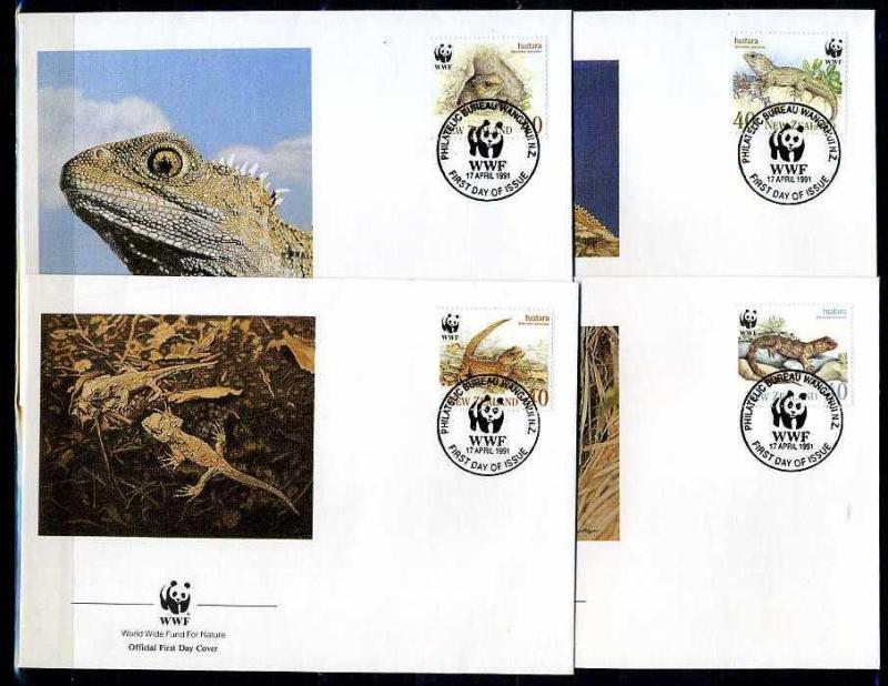 Y.ZELANDA 1991 FDC WWF TUATARALAR 4 ZARF (040915) 1