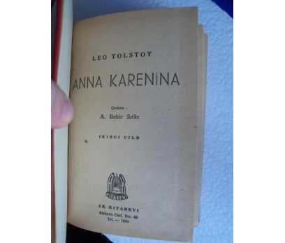 ANNA KARENİNA Leo Tolstoy AK KİTABEVİ YAY. 2 2x
