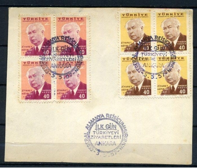 CUMH.FDC 1957 ALMAN C.NIN ANKARA Z. DBL (K005)