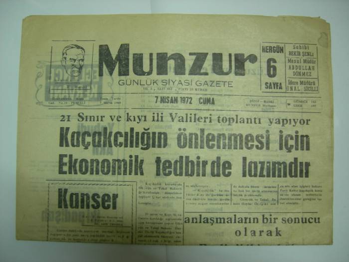 D&K-MUNZUR GAZETESİ 7 NİSAN 1972 CUMA. 1