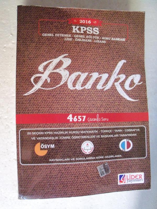 2016 KPSS BANKO G. YETENEK G. KÜLTÜR SORU BANKASI 1