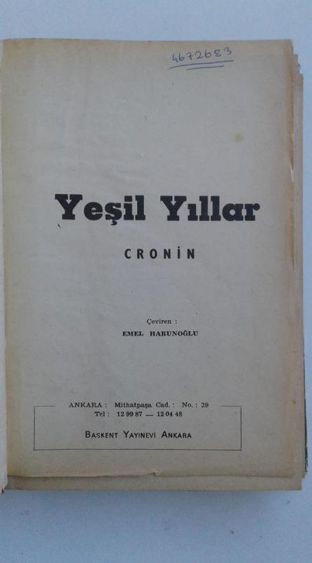 YEŞİL YILLAR  A.J. CRONIN 1