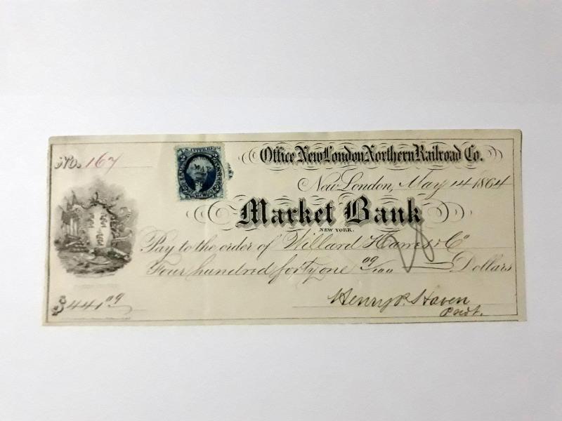 1864 Yılı New London Marketbank çekyaprağı 1
