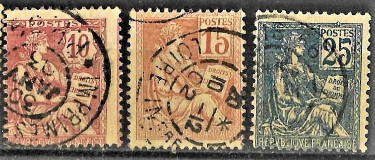 1901-1902Fransız pulları3pul 4,8 euro 1