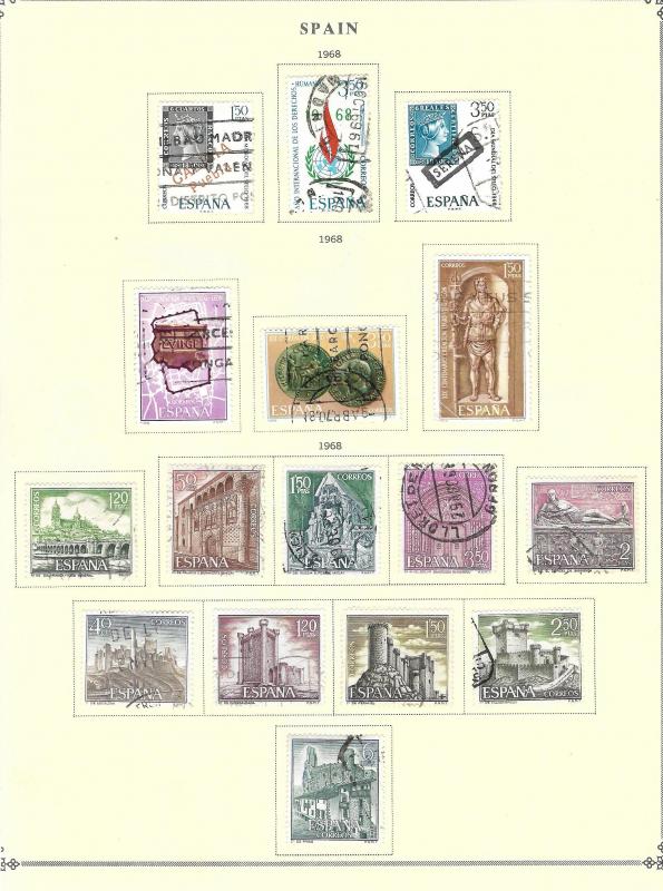 1968yılı ispanya pulları tam seriler 16pul 1