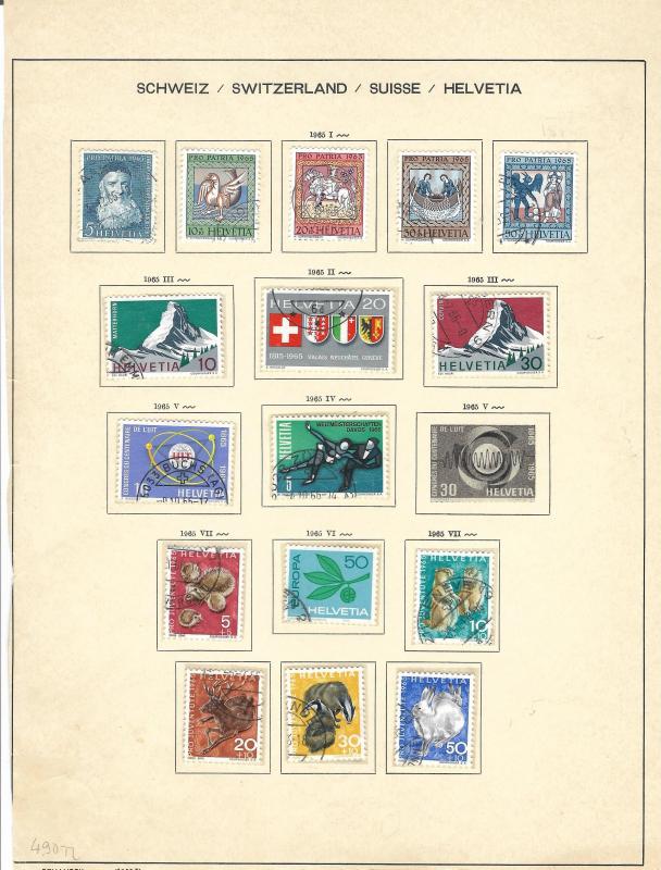 5tam seri 1965yılı isviçre pulları16pul 1