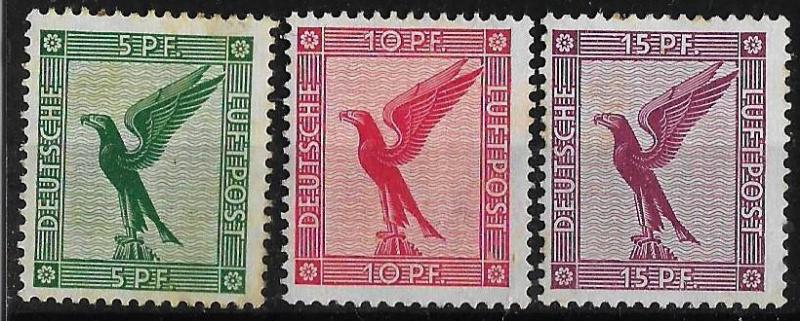 Damgasız Reich1Almanyası 1925 uçak pulları3 pul 1