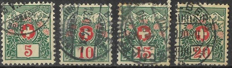 İsviçre Alplerinin gülleri 1911yılı pulları 4pul 1