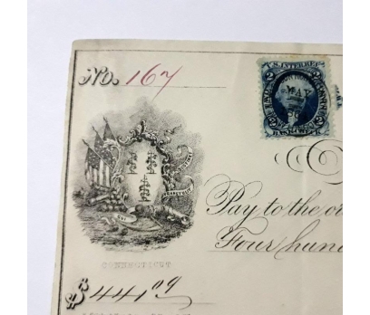 1864 Yılı New London Marketbank çekyaprağı 2 2x