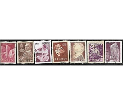 isveç pullar 7pul damgalı 1 2x