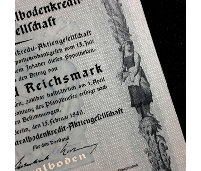 WW2 Savaş Dönemi Almanya Mortgage Banka senedi 3 2x