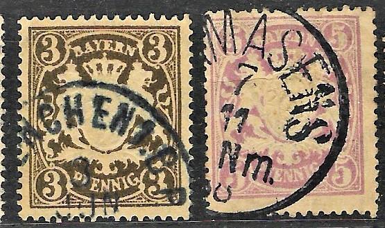 1888Alman bavyera pulları 2pul 5$ katalog 1