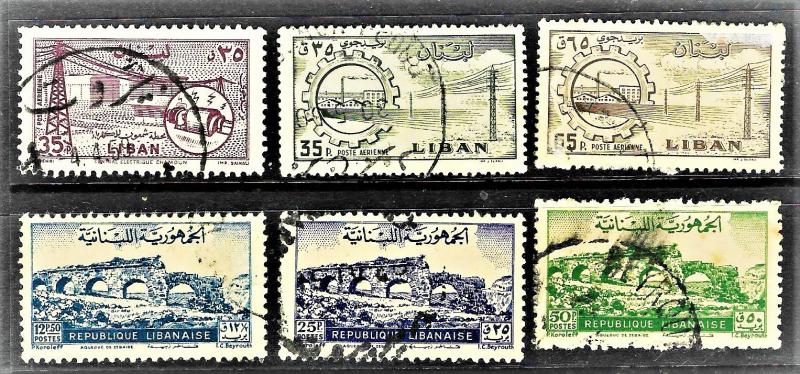 1948-1958 Lübnan  6 pul damgalı 7tl 1