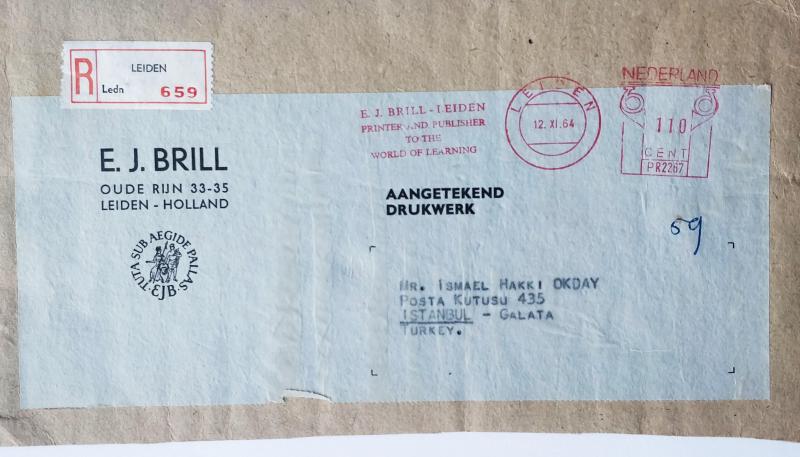 1964 HOLLANDADAN İSMAİL HAKKI OKDAY A GÖNDERİLEN 1