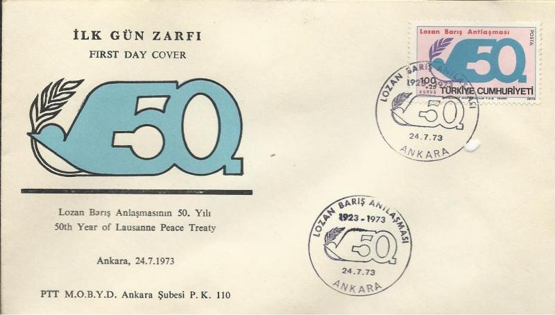 1973 LOZAN BARIŞ ANTLAŞMASI'NIN 50.YILI FDC 1