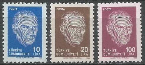 1985 Atatürk Portre Sürekli Posta Seri Damgasız** 1