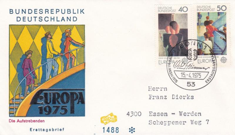 ALMANYA (BATI) 1975 AVRUPA CEPT FDC 2 1