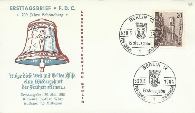 ALMANYA (BERLİN) 1964 SCHONEBERG'İN 700. YILI FDC 1