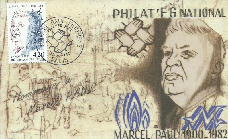 FRANSA 1992 MARCEL PAUL'UN ÖLÜMÜNÜN 10.YILI KARTMA 1