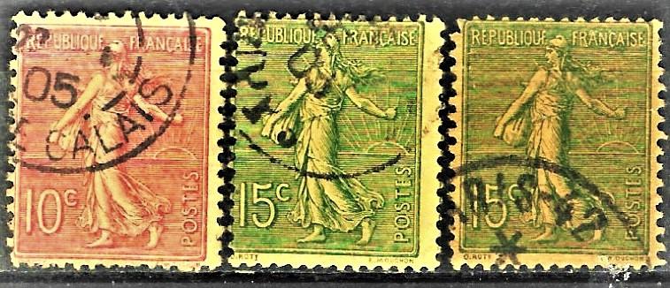 Fransız sürekli posta pulları 1903-1937 3pul 4$kat 1