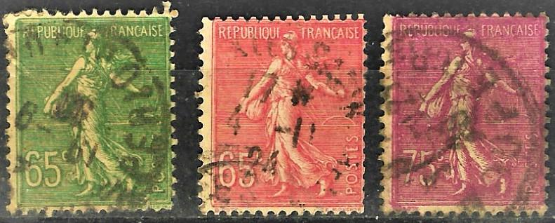 Fransız sürekli posta pulları 1903-37  3pul 5$ k 1