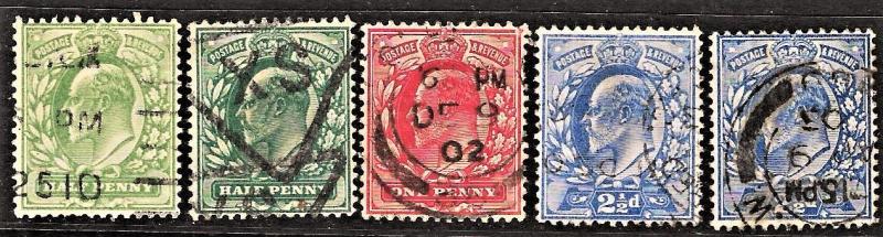 ingiliz 1902yılı pulları 5pul 530tl katalog fiatı 1