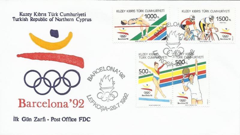 K.K.T.C 1992 BARCELONA 92 OLİMPİYAT OYUNLARI FDC 1
