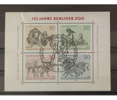 1969 Berlin 125 Jahre Berliner Zoo Damgalı Blok