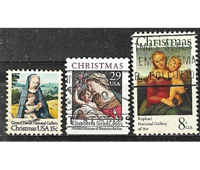 Amerikan Noel pota pulları değişik yıllar 18pul 3 2x
