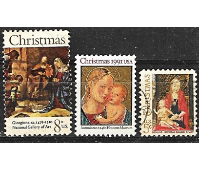 Amerikan Noel pota pulları değişik yıllar 18pul 5 2x