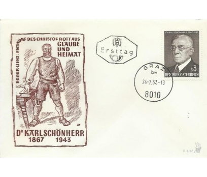 AVUSTURYA 1967 DR. KARL SCHÖNHERR'İN DOĞUMUNUN 100 1 2x