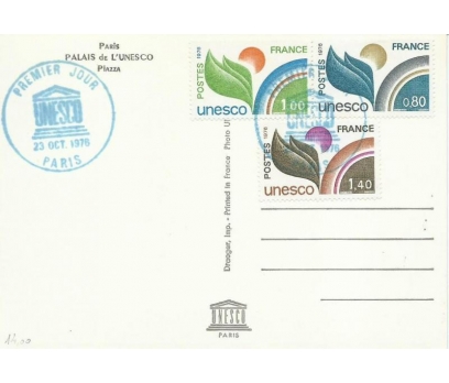FRANSA 1976 UNESCO FDC KART ÜZERİNDE 1 2x