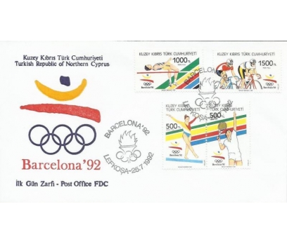 K.K.T.C 1992 BARCELONA 92 OLİMPİYAT OYUNLARI FDC 1 2x