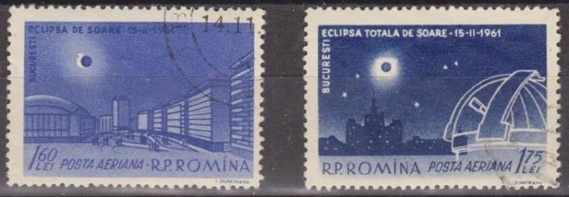 ROMANYA 1961 DAMGALI HAVA POSTASI TAM GÜNEŞ TUTULM 1