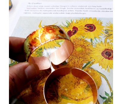 Bakır el işçilikli bilezik-Van Gogh - Sunflowers 2 2x