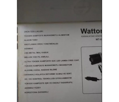 Black Watton WT-038 Şarj Edilebilir El Feneri Zoom 2 2x